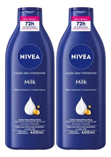 Kit 2 Loção Hidratante Nivea Body Milk Pele Seca a Extrasseca 400ml