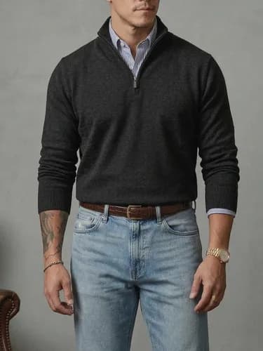 Sueter Masculino Gola Alta com Ziper (Old Money) por R$82 com cupom MODANOML