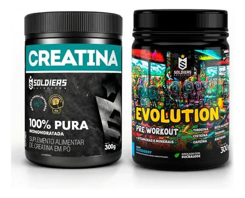 Kit Creatina 300g + Pré-Treino Evolution 300g Soldiers Nutrition por R$ 78
