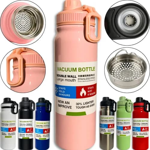 Garrafa Térmica Squeeze Inox para Água Quente e Fria com Alça - Oferta