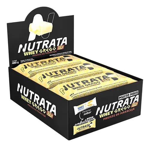 Barra de Proteína Whey Grego Nutrata Mousse Maracujá 12un