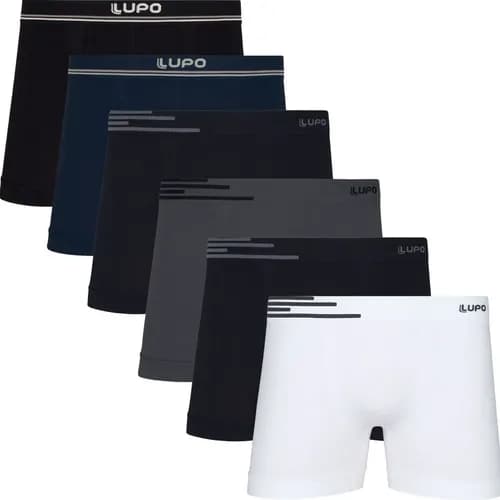 Kit 6 Cuecas Lupo Boxer Sem Costura Basic Microfibra por R$ 138