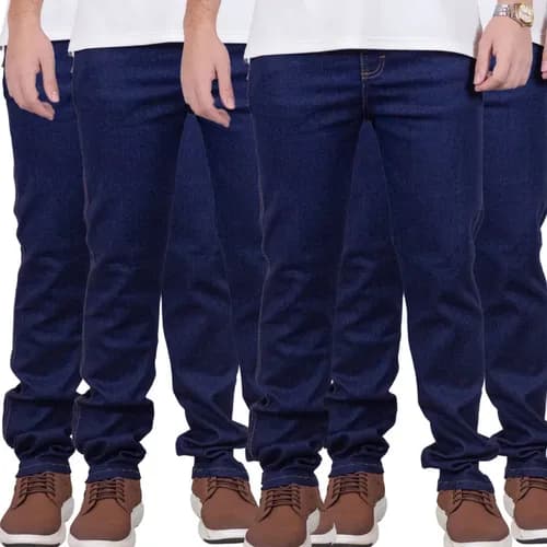 Kit com 4 Calças Jeans Masculinas com Lycra e Elastano - Reforçadas