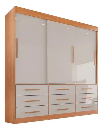 Guarda Roupa Casal Sallêto Luana 3 Portas e 9 Gavetas