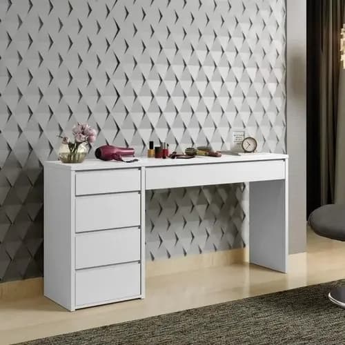 Escrivaninha Yescasa Berlim 5 Gavetas 136cm Branco para Home Office