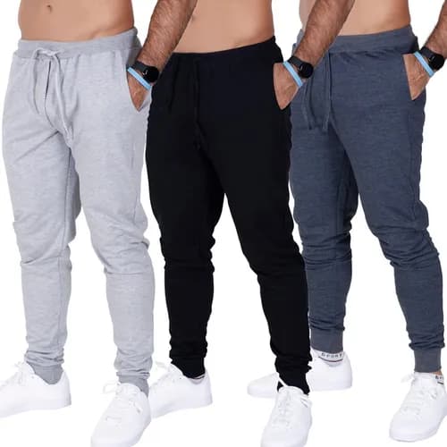 Kit 3 Calças Moletom Slim Jogger Masculina com Bolso