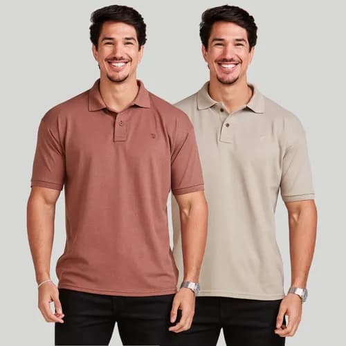 Kit 2 Camisas Polo Masculinas Piquet Casual Elegance