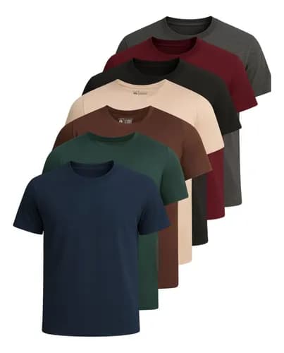 Kit 7 Camisetas Básicas Lisas Algodão Premium