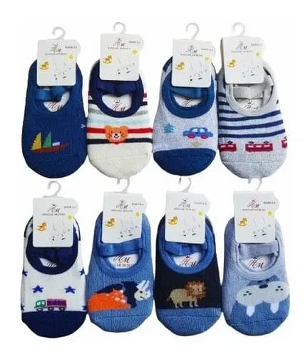 Kit 5 Pares Meia Sapatilha Infantil Masculina Antiderrapante