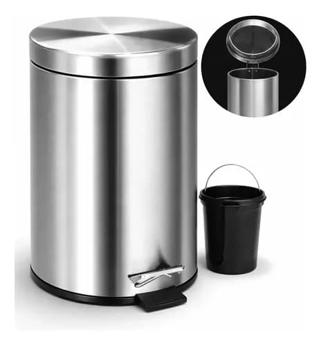 Lixeira Inox 5 Litros com Pedal e Balde Removível Wow
