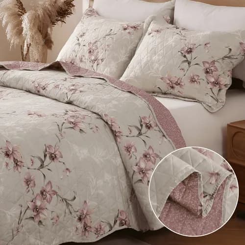 Kit Colcha Cobre Leito Casal Itáliia 3 Peças Dupla Face