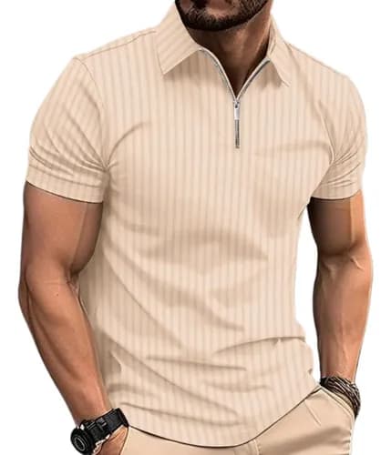 Camiseta Polo Masculina Malha Canelada com Zíper