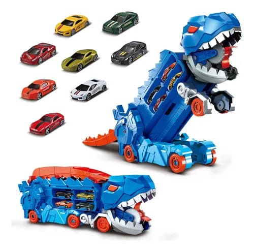 Caminhão Dinossauro Pista Azul Maleta Transporte