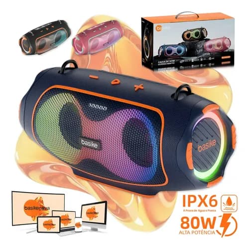 Caixa de Som Basike BA-RAD295 Bluetooth 80W com Grave Potente, RGB e IPX6 (com cupom)