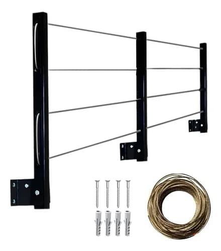 Varal de Roupa Reforçado Dobrável 3 Hastes Fortmaq Preto