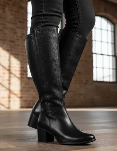 Bota Feminina Bottero Cano Longo Couro 346903 com Salto Bloco