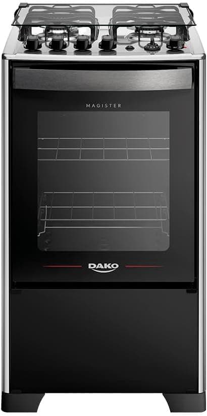 Fogão 4 Bocas Dako Magister Grill Preto com Mesa Inox Bivolt por R$ 965 (cupom GOLEADA)