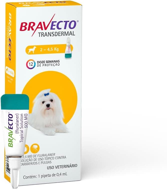 Bravecto Transdermal 112,5mg (2 a 4,5kg) 1 Pipeta 0,4ml com cupom PRIMEMAIO