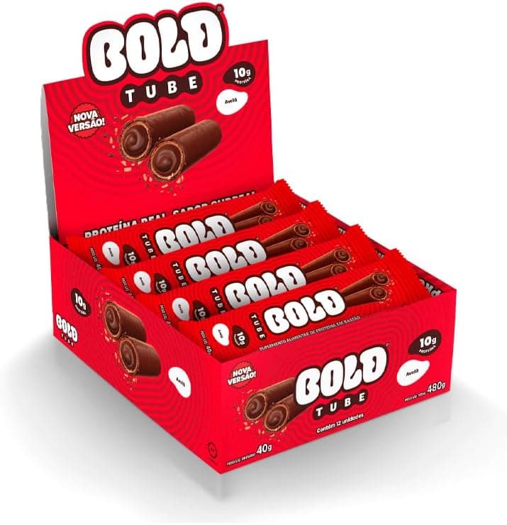 BOLD Tube Chocolate Proteico Avelã (12 un.) por R$ 95 com frete grátis