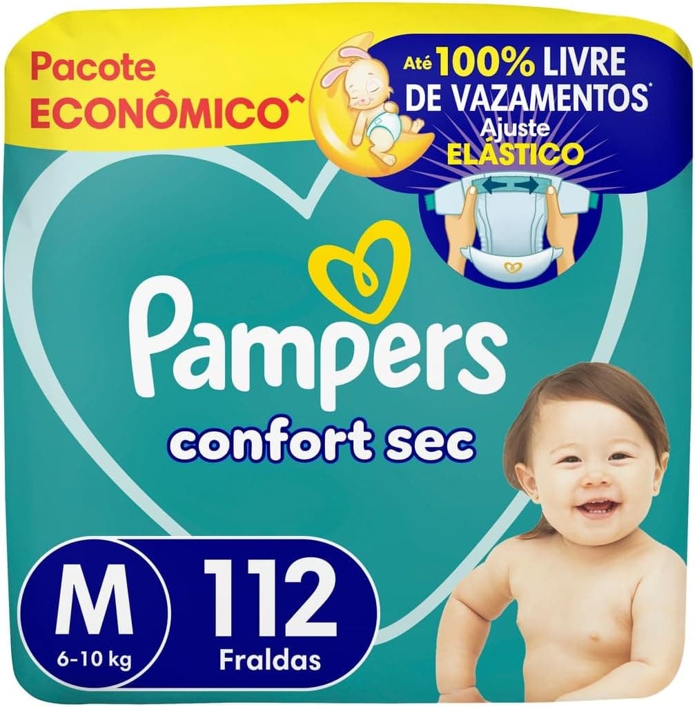 Fralda Pampers Confort Sec M 112 unidades por R$ 99,90 (Frete Grátis)