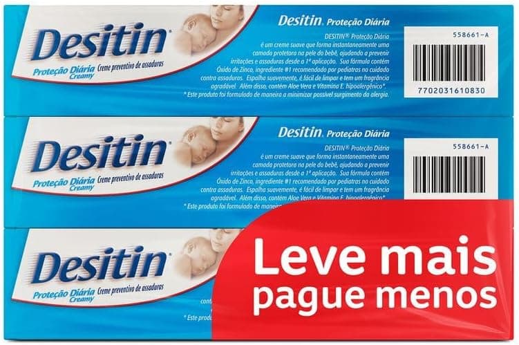 Kit 3x Desitin Proteção Diária Creamy 113g (Creme Preventivo de Assaduras) com cupom GOTINHASBABY + Frete Grátis