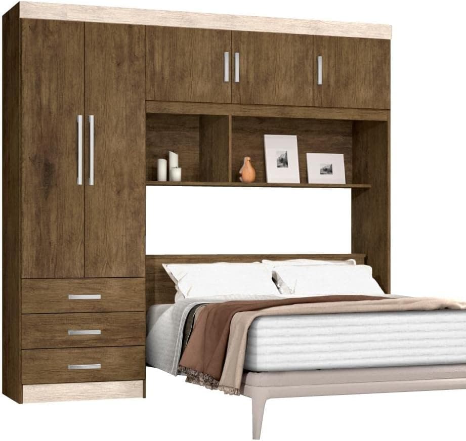 Guarda-Roupa Casal Cancun com Cabeceira Flex Color Jequitibá/Avelã por R$ 728