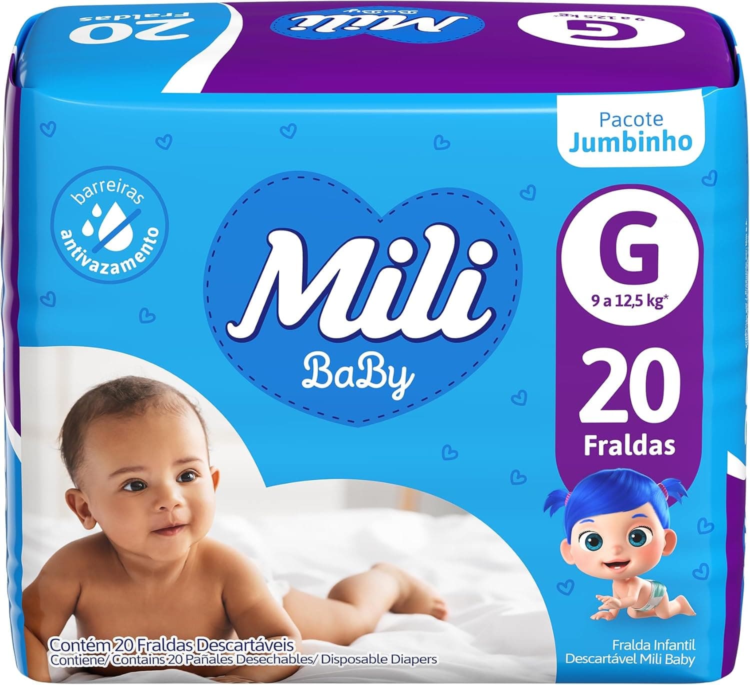 Fralda Mili Baby Jumbinho G 20 Unidades por R$ 16,91 + cupom (Amazon Prime)