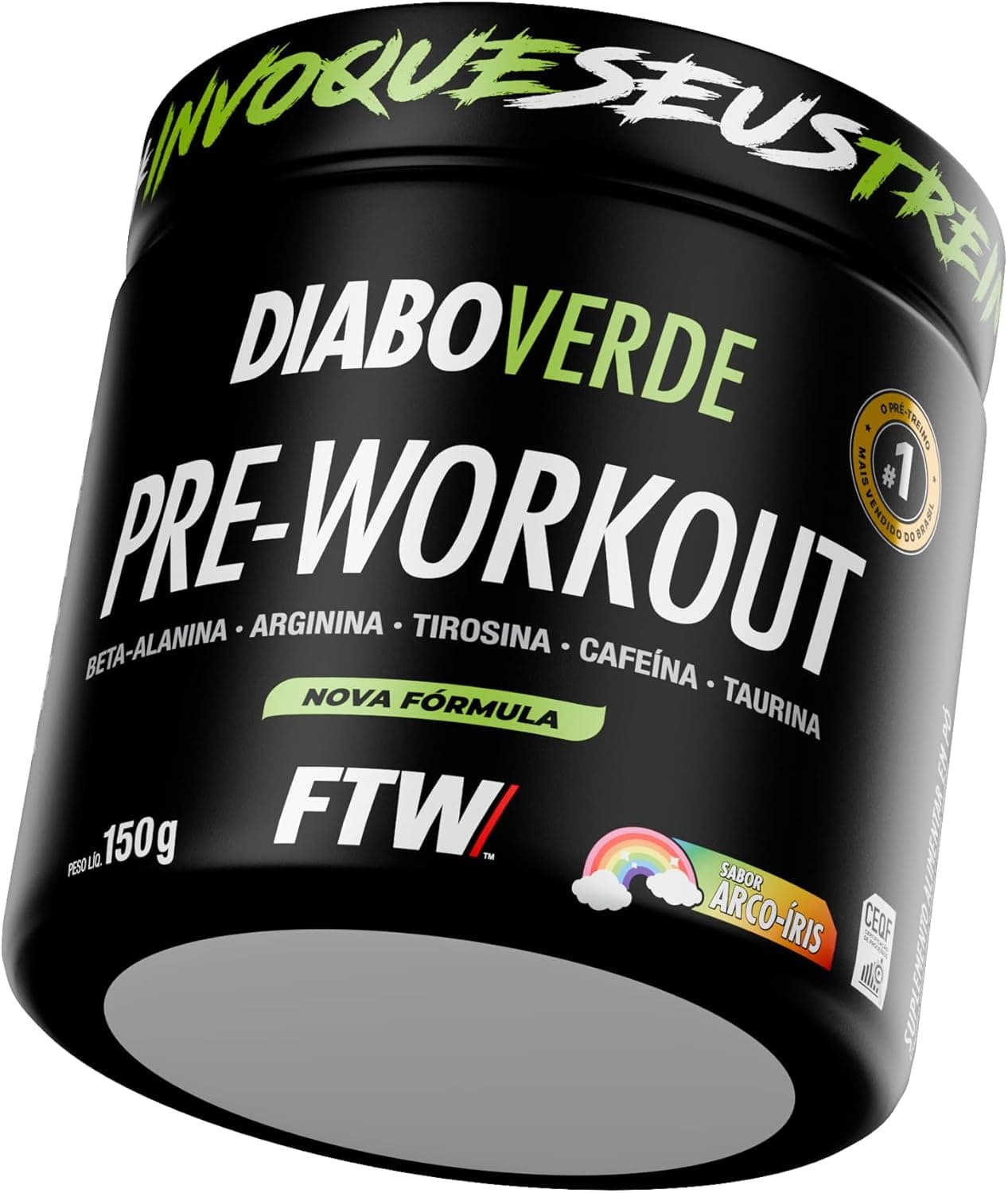 Pré-Treino FTW Diabo Verde 150g (Arco-Íris) com Cupom + Frete Grátis por R$ 29