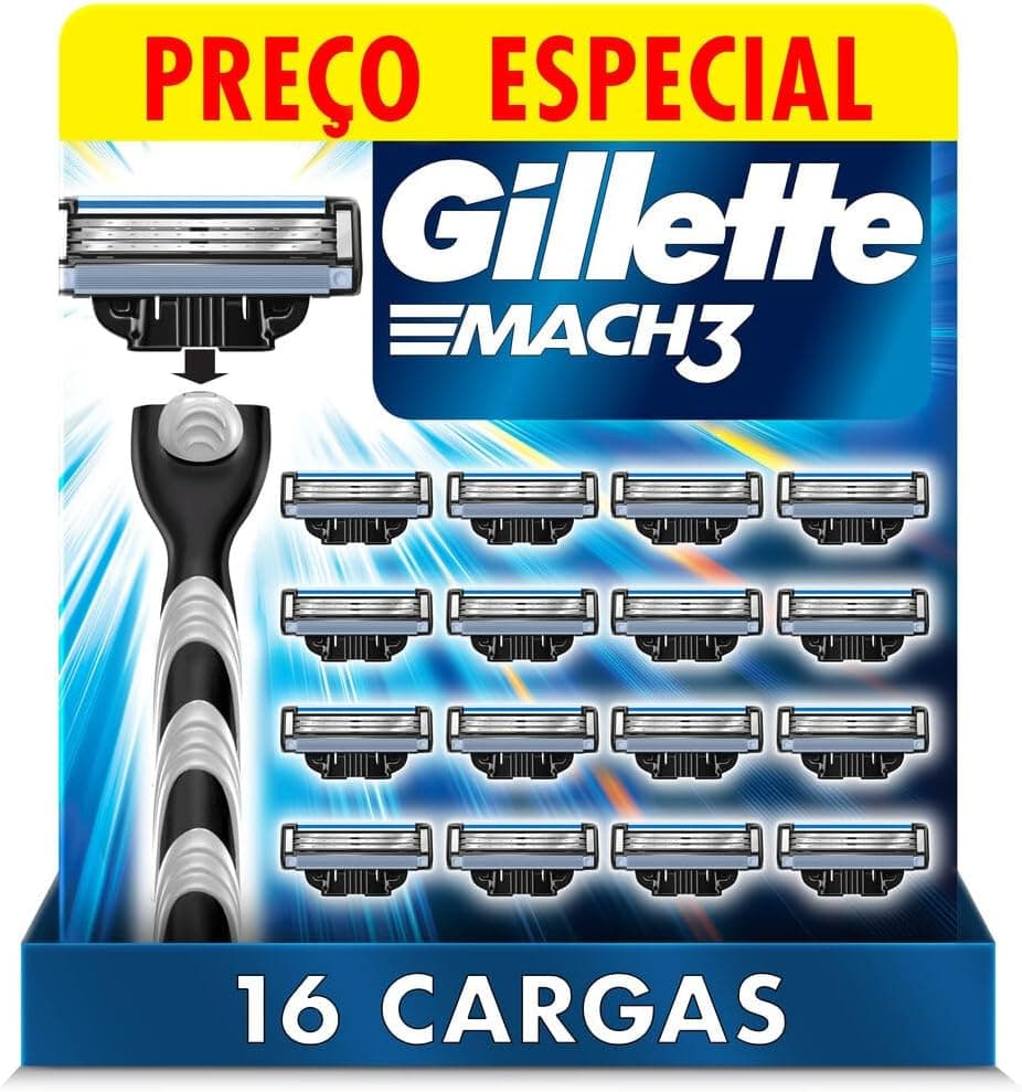 Gillette Mach3 Refil para Barbear com 16 Unidades - Frete Grátis